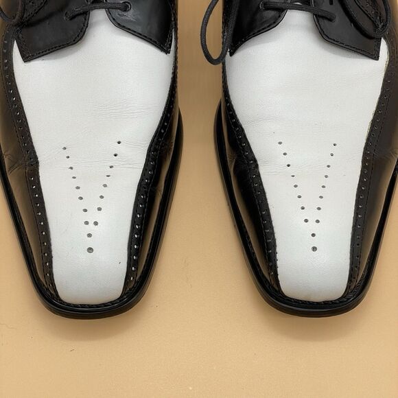 Stacy Adams Atticus Two Tone Wingtip Dress Shoes Men’s 11M Black/White Dandy - Picture 5 of 16